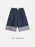 Non-Fade Maxi Roll-Up Bermuda Denim