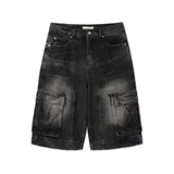 Round Curve Cargo Bermuda Denim
