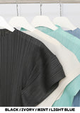 [Premium] Orea High Neck Short Sleeve Pleated T-Shirt