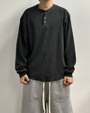 Pigment Henley Neck Waffle Long Sleeve