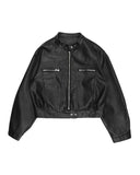 LEATHER BIKE BUTTON JACKET