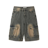 Round Curve Cargo Bermuda Denim