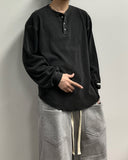 Pigment Henley Neck Waffle Long Sleeve