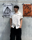 Stripe denim roll-up shirt jacket