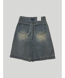 Teen Washed Deep Tuck Bermuda Denim