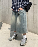 Side Tuck Bermuda Denim