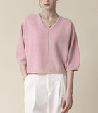 [Premium] Sensi Whole Garment Crop V-Neck Knit