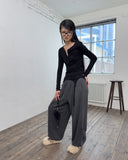 MIX POINT LONG SLEEVE BUTTON T-SHIRT