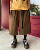 Side Dip Tuck Cotton Bermuda Pants