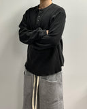 Pigment Henley Neck Waffle Long Sleeve