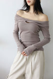 Leaf Twist Off-Shoulder Tee