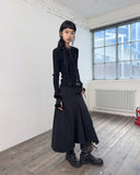 A-LINE COTTON SLIT SKIRT