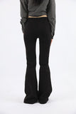 Suede slim bootcut pants