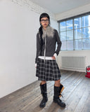 SNAP WRAP CHECK PLEATS SKIRT