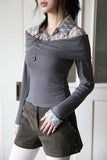 Peril check long sleeve shirt top