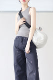 Zero shirring metal crossbody bag