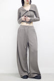 Showdy Unbalanced Rib Cardigan + Pants Set