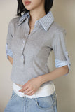 Marine Roll Up Collar T-Shirt