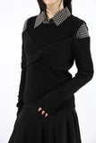 Shoulder slit twist knit