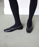 Eyelet Square Flat Shoes