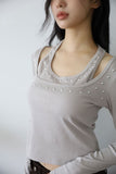 Metal Line Halter Tee