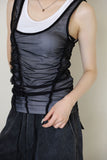 Double mesh shirring sleeveless