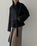 [wool70%] Barnett Wool Belted Short Coat