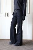 Rivet belt bootcut pants