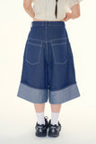 Non fade rolled raw bermuda pants
