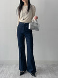 Pocket High Waist Center Crease Bootcut Denim