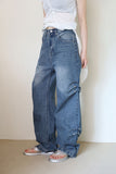 Side pin tuck rivet denim