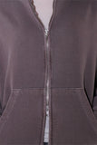 Brick pigment crop hoodie zip-up
