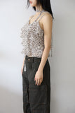 Leopard ruffle sleeveless blouse