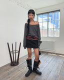 OFF-SHOULDER REVERSE LOOP SWEATSHIRT