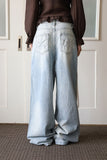 Loose fit studs fringe denim