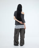 HOTFIX ONE-SHOULDER UNBALANCE T-SHIRT