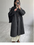 [wool100%/handmade] Herringbone Adjust Raglan Long Coat