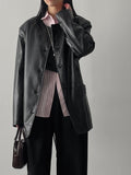Scarlett No Collar Overfit Leather Jacket