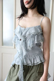 Wave ruffle chiffon sleeveless