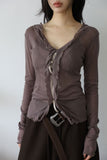 Shiny see-through frill cardigan