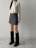 Yoru High Neck Tie Blouse