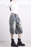 (Unisex) Mare Half Damage Denim Pants