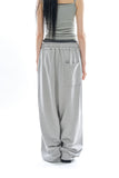 Long waist rib loose sweatpants