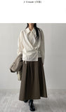 Crinkle Big Collar Wrap Blouse