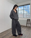 WAFFLE PIGMENT LOOSE HOOD ZIP-UP