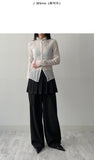 Block High Neck See-Through Blouse