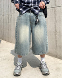 Side Tuck Bermuda Denim