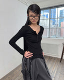 MIX POINT LONG SLEEVE BUTTON T-SHIRT