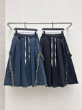 Western Tassel Line Bermuda Denim