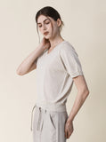 [Premium] Whole Garment Marsil Linen V Short Sleeve Knit